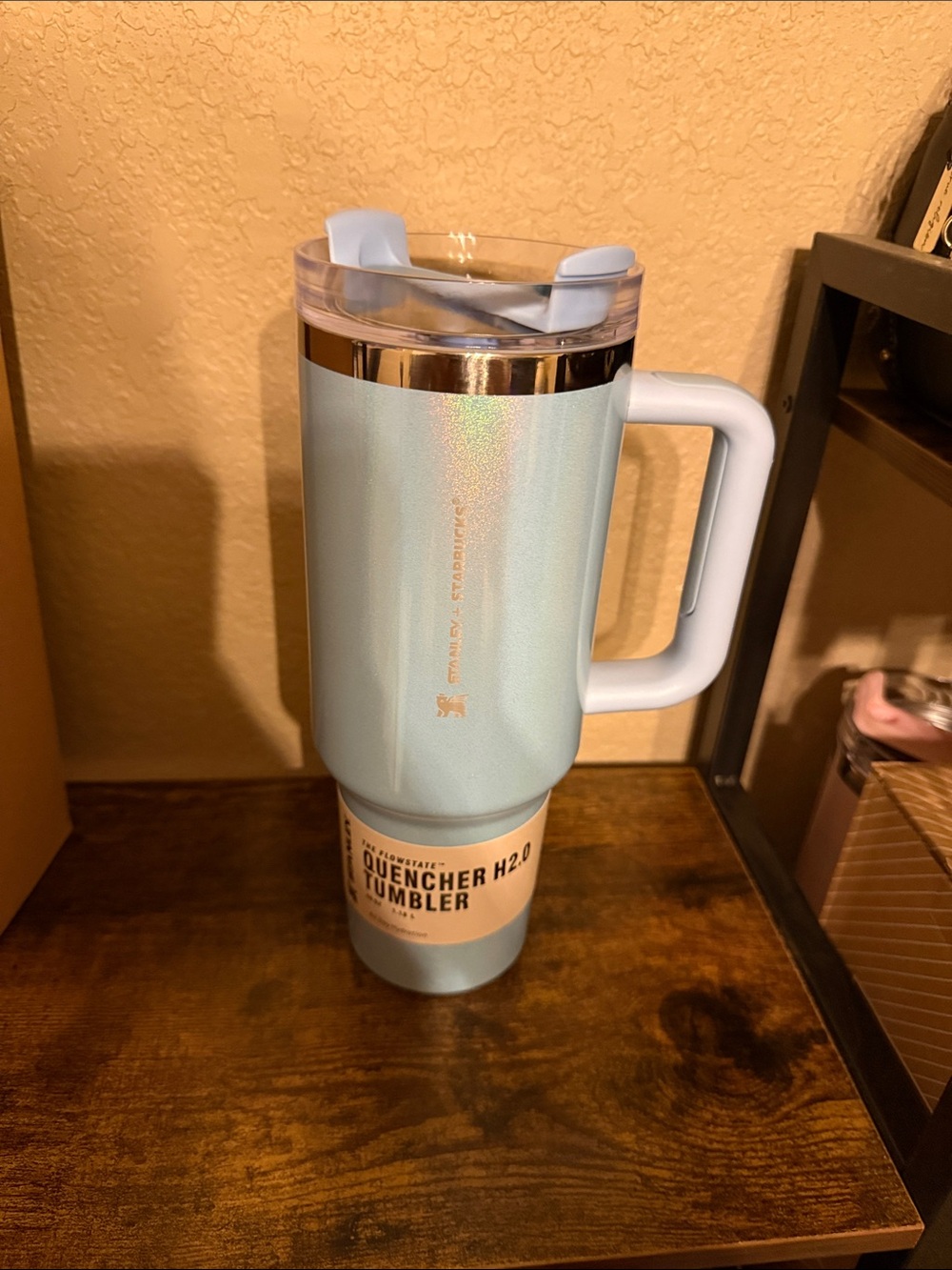Stanley 40oz Starbucks Quencher H2.0 Tumbler Travel Mug - Light Blue Sparkle